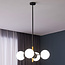 4-lichts hanglamp Callie - zwart met melkwit glas en gouden accenten