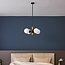 4-lichts hanglamp Callie - zwart met melkwit glas en gouden accenten