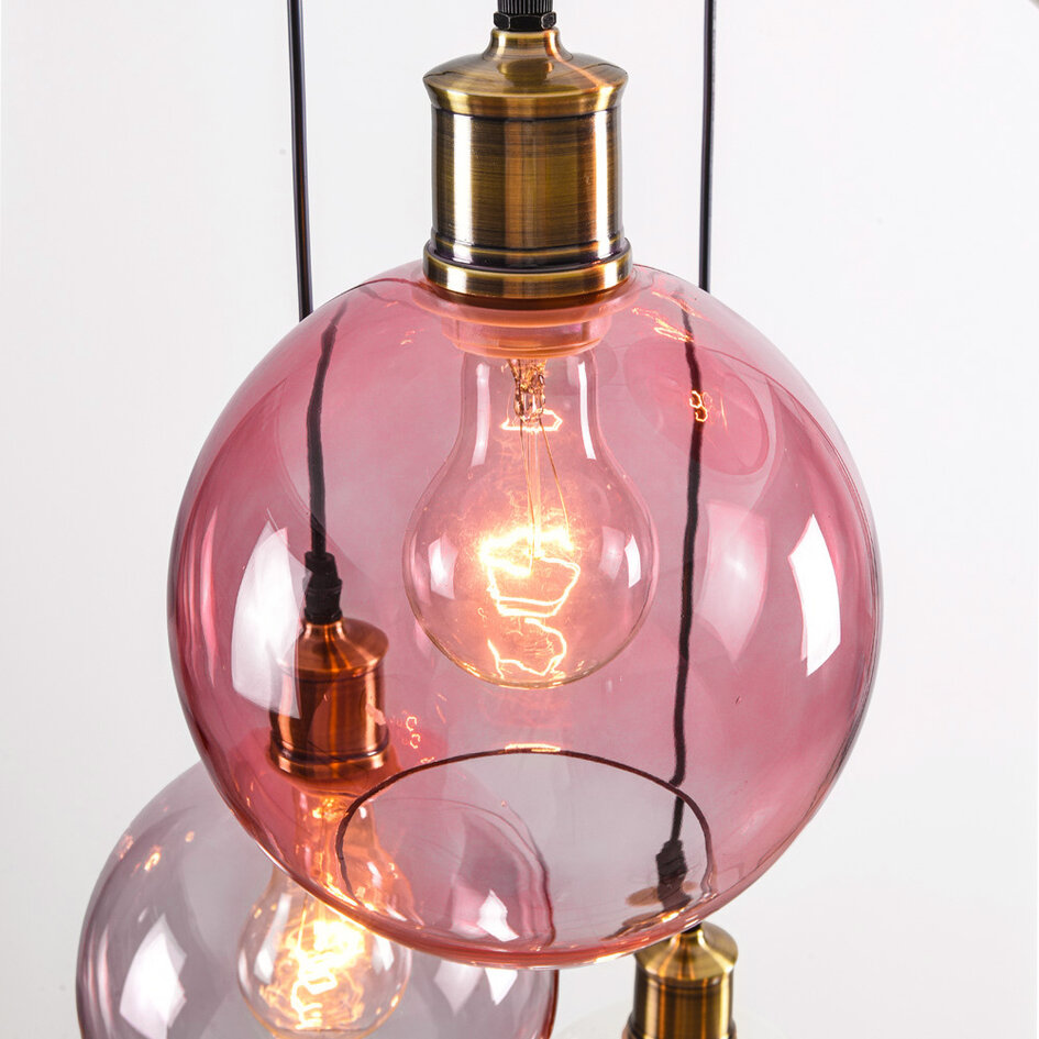 Hanglamp 5-lichts met gekleurd glas - Liya