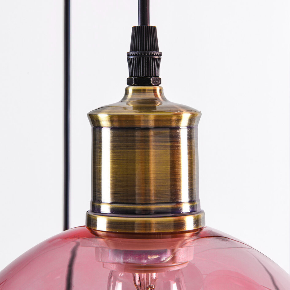 Suspension 5 lumières avec verre coloré - Liya