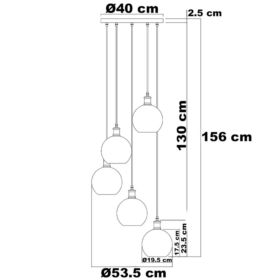 Hanglamp 5-lichts met gekleurd glas - Liya