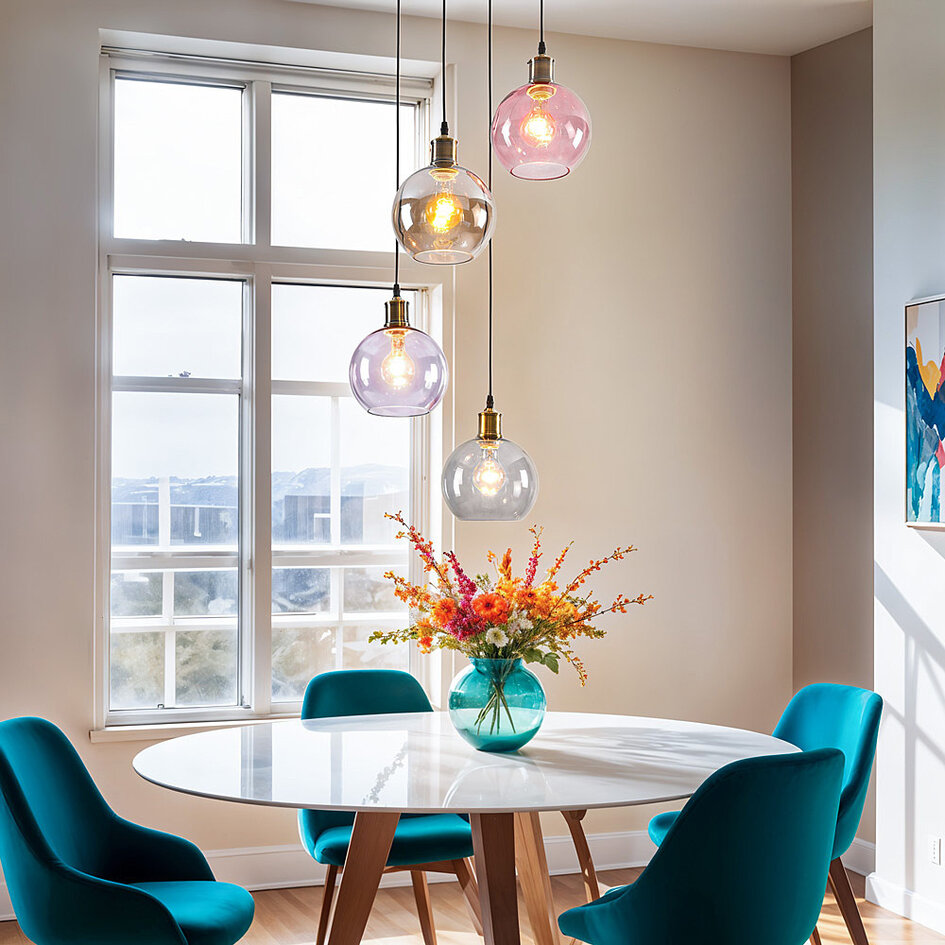 Hanglamp 4-lichts met gekleurd glas - Liya