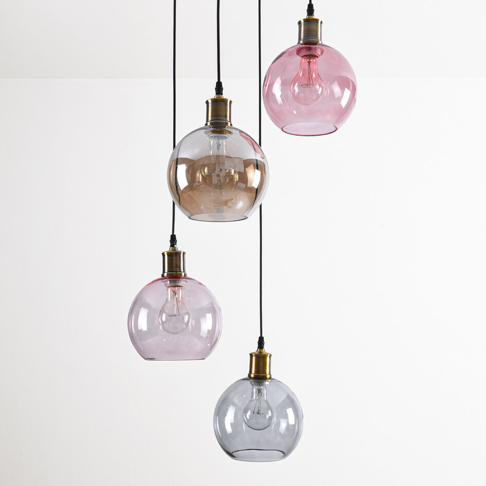 Hanglamp 4-lichts met gekleurd glas - Liya
