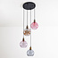 Suspension 4 lumières avec verre coloré - Liya