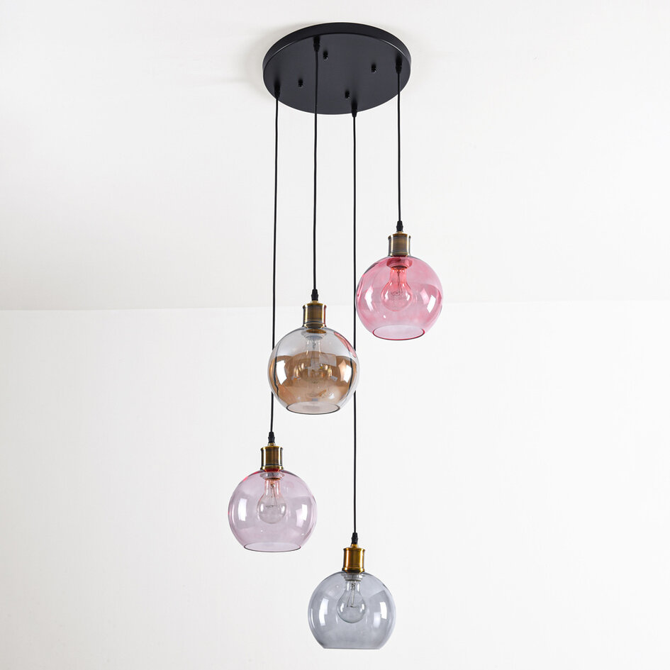 Hanglamp 4-lichts met gekleurd glas - Liya