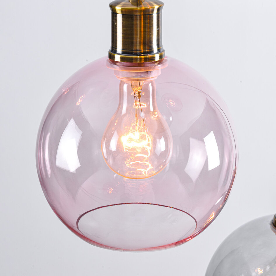 Suspension 4 lumières avec verre coloré - Liya