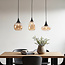 3-lichts hanglamp Lovi - zwart met amber glas