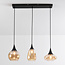 Suspension Lovi 3 lumières - noir et verre ambré