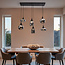 Suspension noire avec verre fumé, 6 lumières - Loic