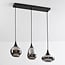 Suspension Lovi 3 lumières - noir, verre fumé gris et effet miroir