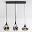 Suspension Lovi 3 lumières - noir, verre fumé gris et effet miroir