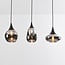 Suspension Lovi 3 lumières - noir, verre fumé gris et effet miroir