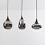 Suspension Lovi 3 lumières - noir, verre fumé gris et effet miroir