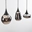 Suspension Lovi 3 lumières - noir, verre fumé gris et effet miroir