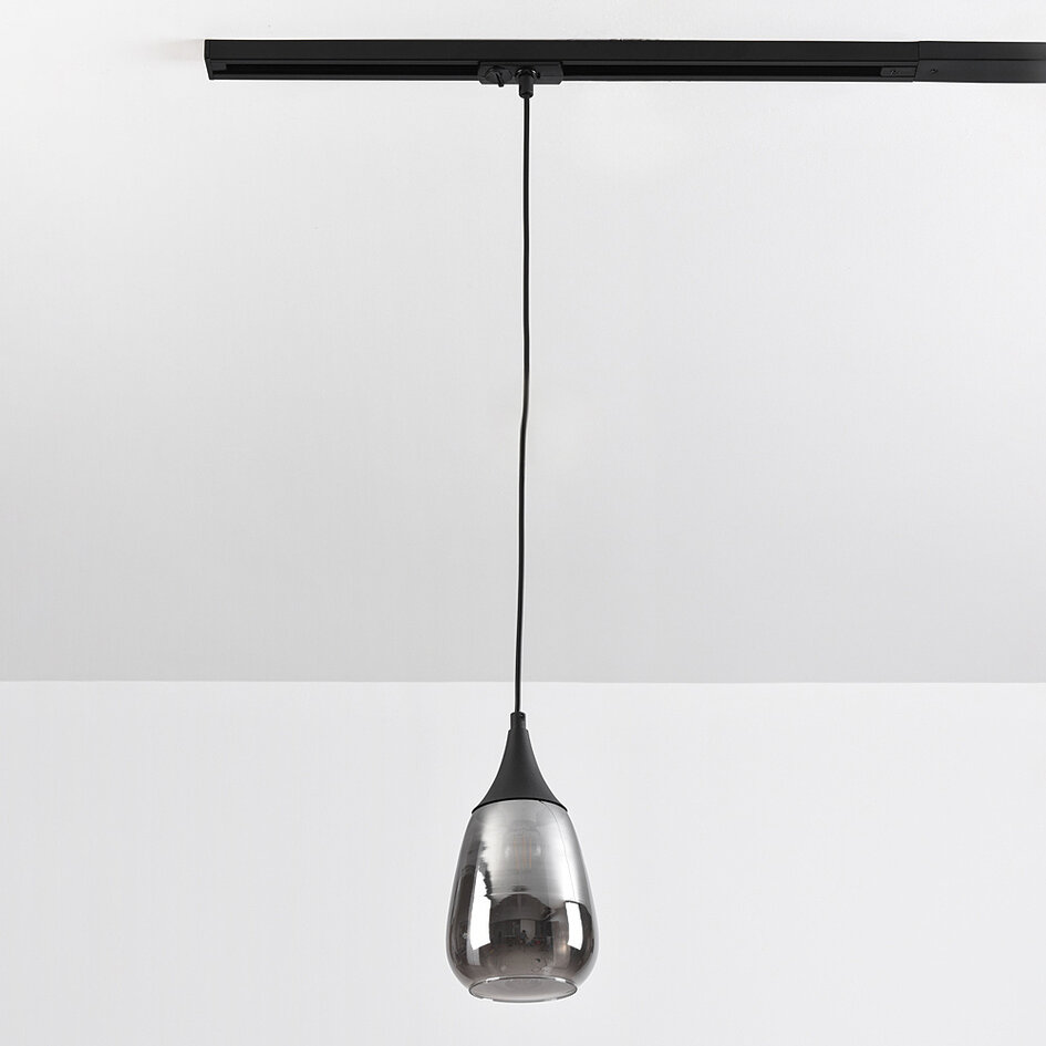 1-fase rail hanglamp met smoke glas met spiegeleffect - Noi