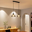 Lampe suspendue industrielle avec verre fumé, 2 lumières - Esper