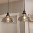 Lampe suspendue industrielle avec verre fumé, 2 lumières - Esper