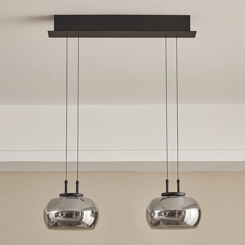 Hanglamp Katla - zwart met smoke glas en 3-staps dimbare LED