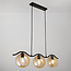 Moderne hanglamp met rond amber glas, 3-lichts - Curvatura