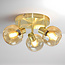 3-lichts ronde plafondlamp Jenthe - goud met amber glas