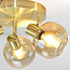 3-lichts ronde plafondlamp Jenthe - goud met amber glas