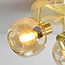 3-lichts ronde plafondlamp Jenthe - goud met amber glas