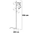 Zwarte staande lamp met smoke grijs glas, 4-lichts - Jesse