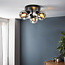 Plafonnier rond noir avec verre fumé, 3 lumières - Jenthe