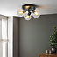 Plafonnier rond noir avec verre transparent, 3 lumières - Jenthe