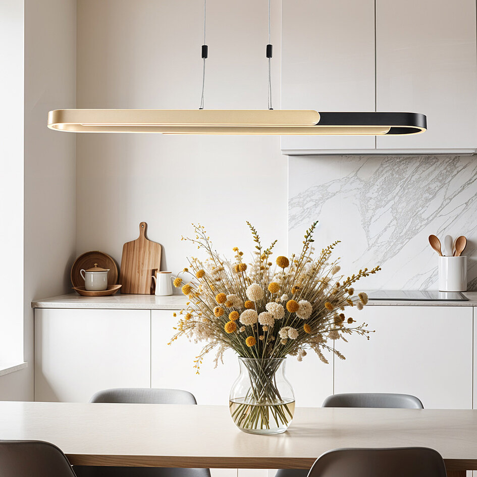 Hanglamp Lilia met 3-staps dim - zwart met goud