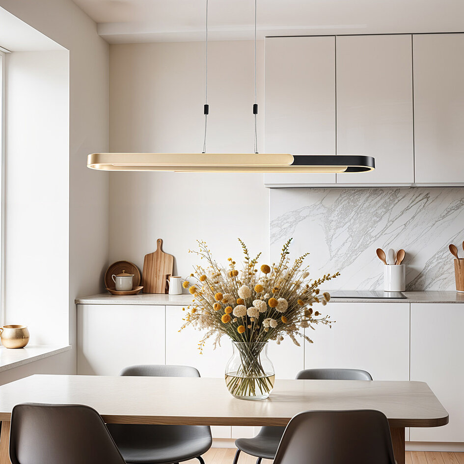 Hanglamp Lilia met 3-staps dim - zwart met goud