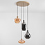 Suspension Nisa 4 lumières - verre ambré et fumé avec doré