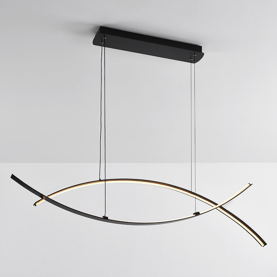 Lampe suspendue design Arche avec LED à 3 niveaux de gradation - noir