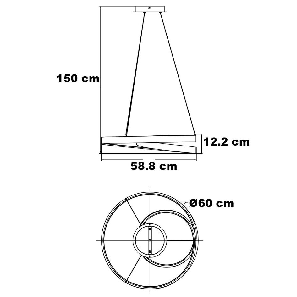 Suspension spirale Espiral avec LED à 3 niveaux de gradation - noir mat