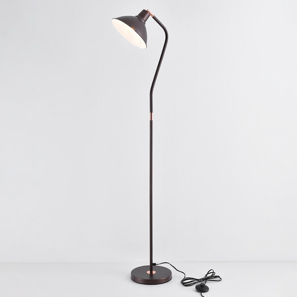 Staande lamp Freddie in koffiebruin met kantelbare kap