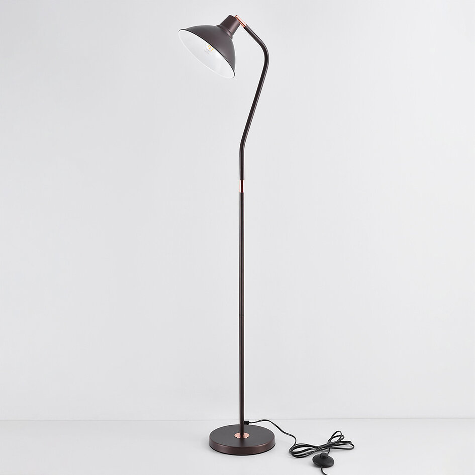 Lampadaire avec abat-jour inclinable - Freddie - Marron café