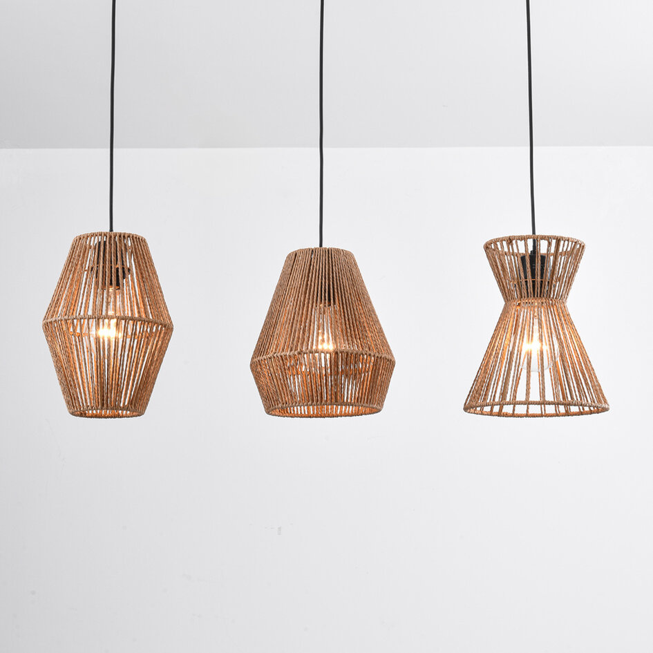 Lampe suspendue bohème en corde tressée - Intan