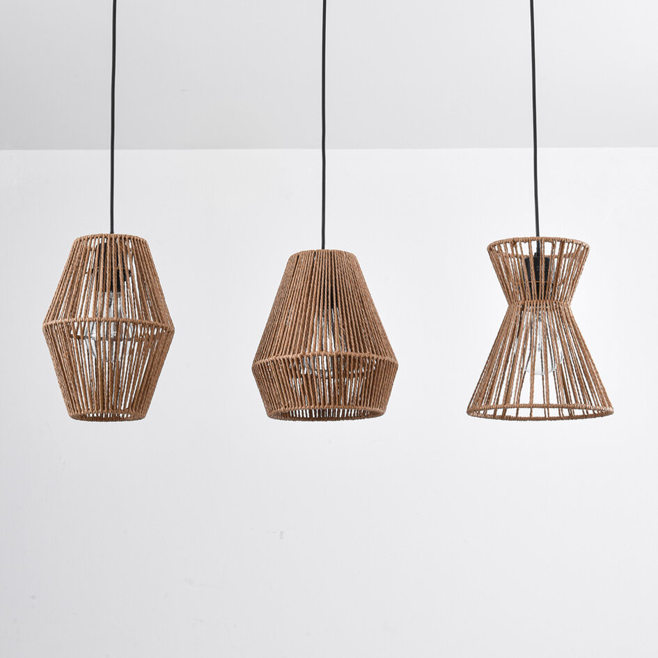 Lampe suspendue bohème en corde tressée - Intan