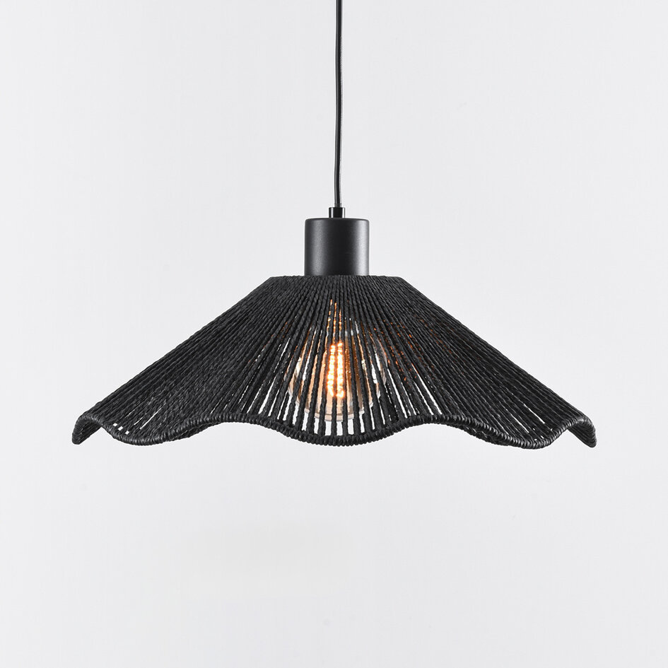 Hanglamp zwart met gevlochten touw - Artigo