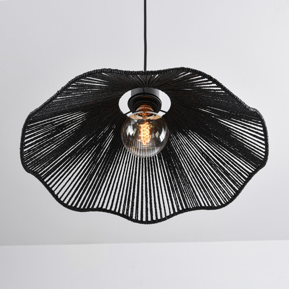 Hanglamp zwart met gevlochten touw - Artigo