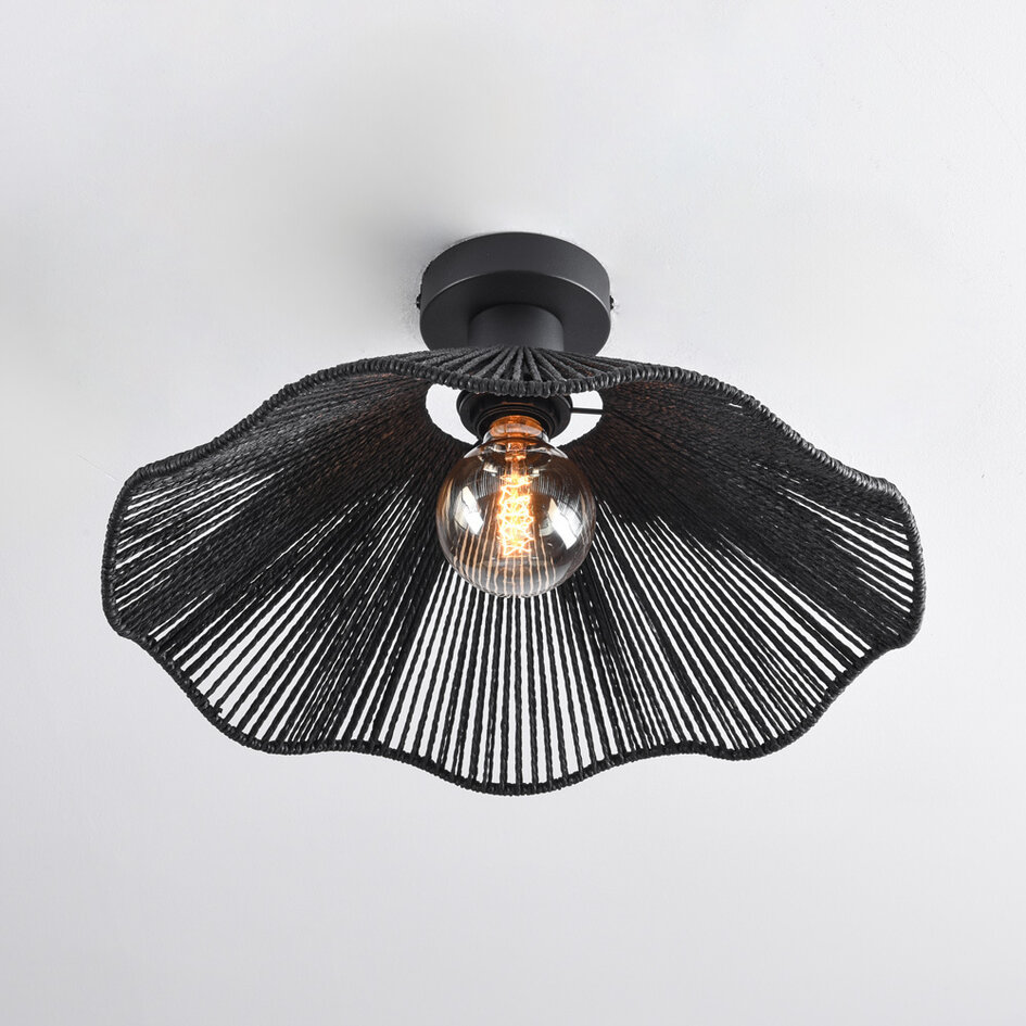 1-lichts plafondlamp Carta - zwart en zwart touw