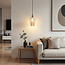 1-lichts hanglamp Verona amber - langwerpig bolling glas