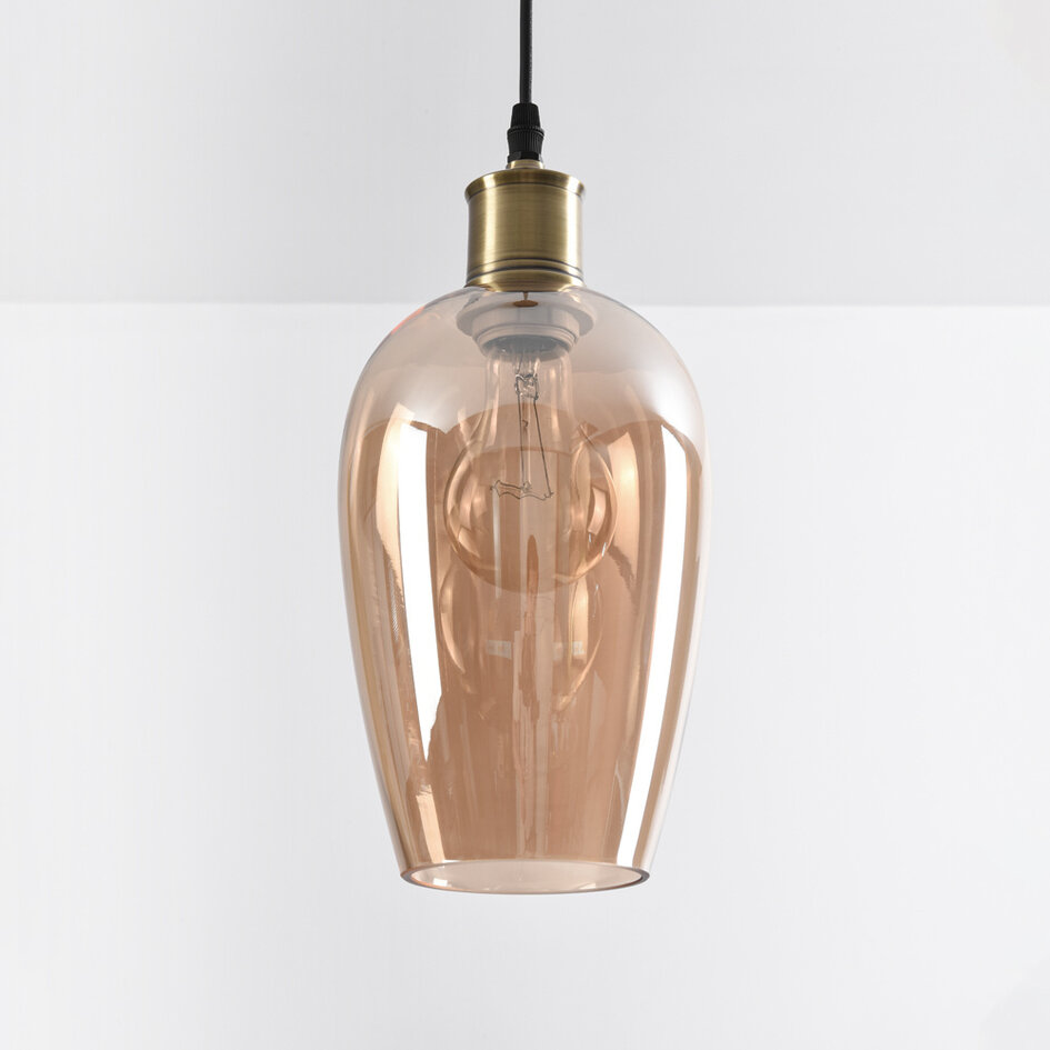Lampe suspendue à 1 lumière Verona amber - verre plat oblong