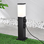 RVS buitenstopcontact met lamp Jardin - vierkant met 4 stopcontacten