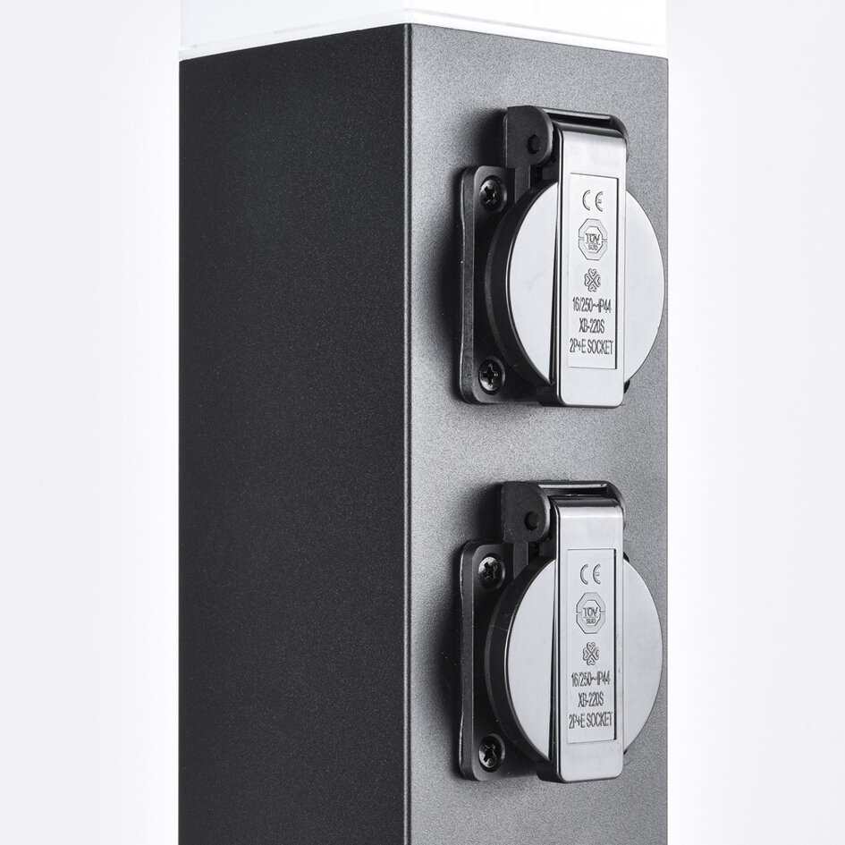 RVS buitenstopcontact met lamp Jardin - vierkant met 4 stopcontacten