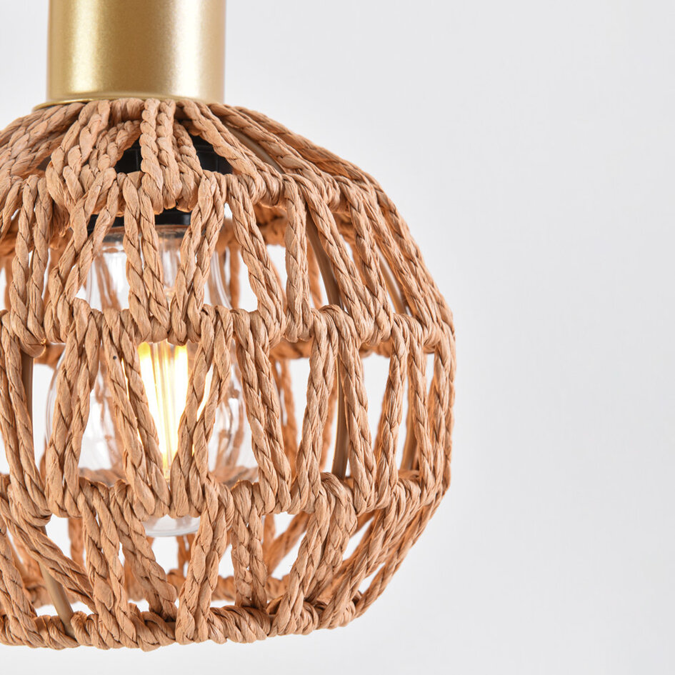 Tafellamp goud met rotan kap - Kora