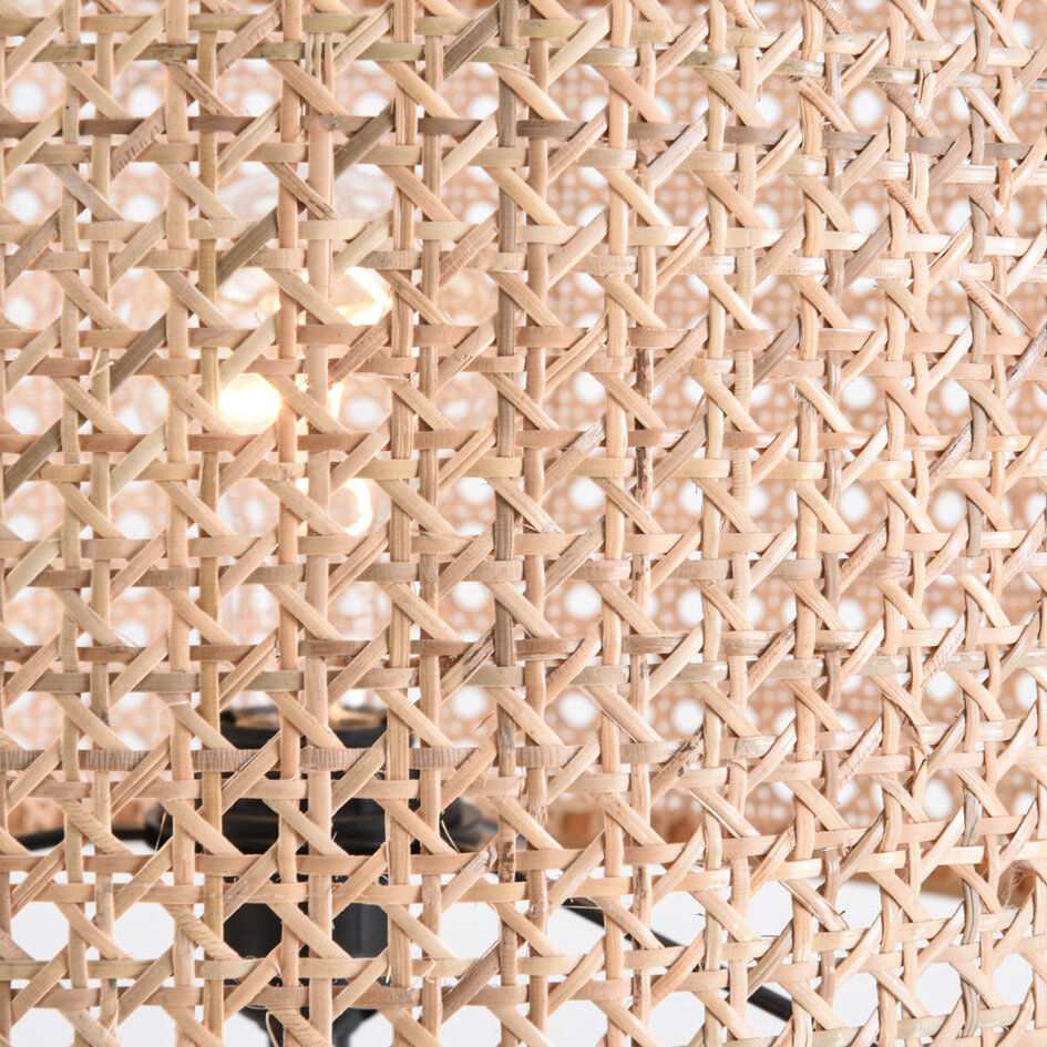 Houten vloerlamp driepoot met rotan kap - Vime