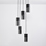 Lampe suspendue industrielle noire avec verre fumé, 5 lumières - Cortado