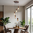 5-lichts hanglamp Cortado - koffiebruin en amber glas