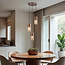 3-lichts design koffiebruine hanglamp met amber glas - Latte